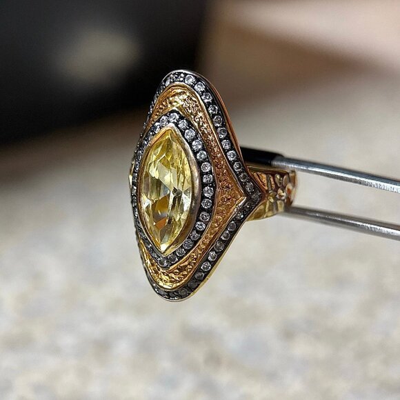 Yellow/White Cz Statement Ring - Picture 5 of 9